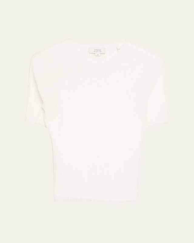 Double-Layered Ribbed Elbow-Sleeve Top